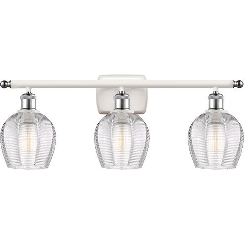 Ballston Norfolk 3 Light 26 inch White and Polished Chrome Bath Vanity Light Wall Light in Clear Glass