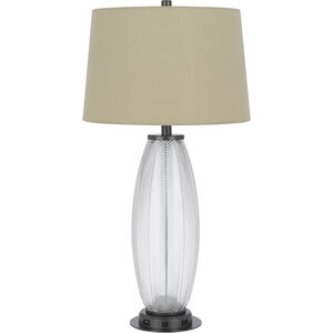 Mansfield 31.63 inch 100.00 watt Iron Grey and Patterned Glass Table Lamp Portable Light