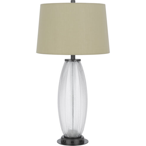 Mansfield 31.63 inch 100.00 watt Iron Grey and Patterned Glass Table Lamp Portable Light
