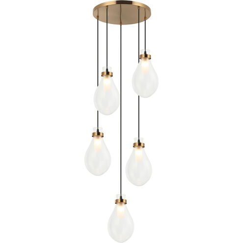 Seranna 5 Light 20.5 inch Aged Gold Brass Pendant Ceiling Light