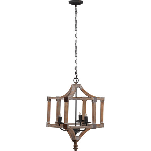 Andreas 3 Light 20.1 inch Antique Wood Chandelier Ceiling Light