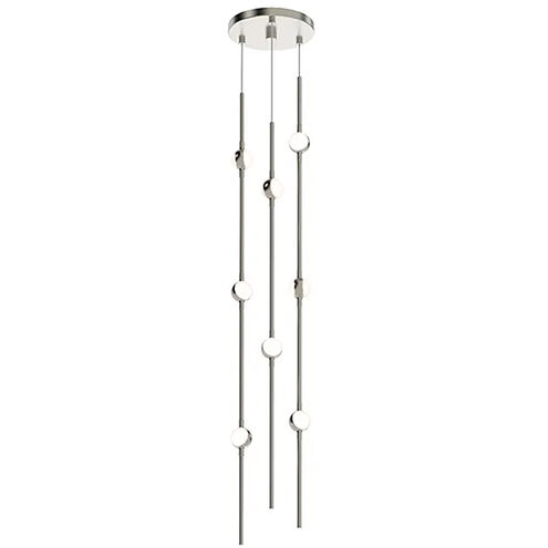 Constellation LED 6 inch Satin Nickel Chandelier Ceiling Light in White Glass, 3000K, Standard Suspension