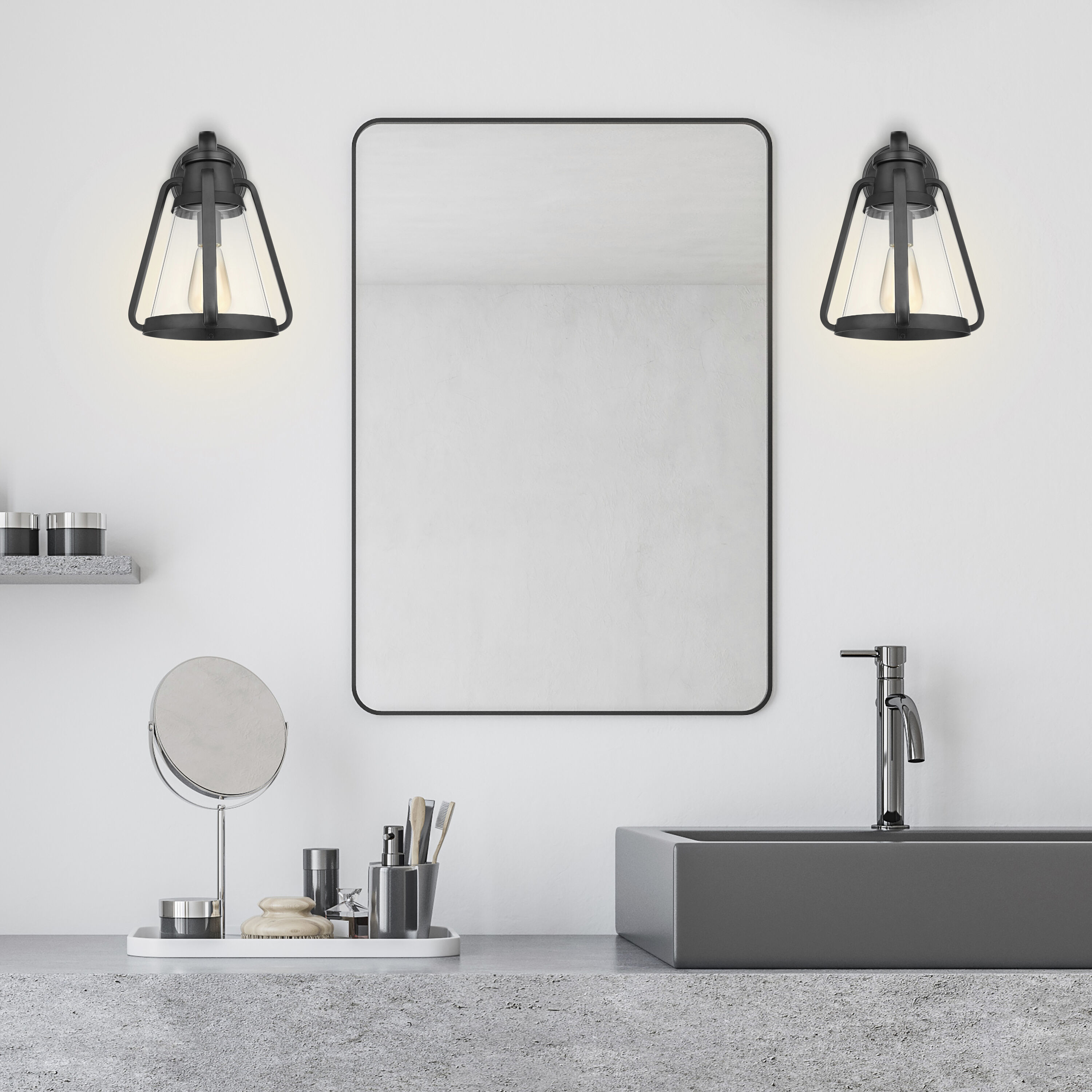 Everett 1 Light 10 inch Matte Black Bathroom Vanity Lights Wall Light