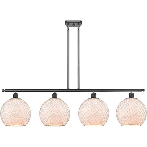 Ballston Large Farmhouse Chicken Wire 4 Light 48 inch Oil Rubbed Bronze Island Light Ceiling Light, Ballston