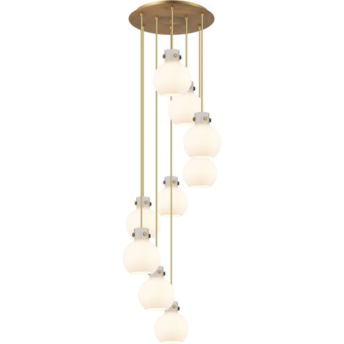 Newton Sphere 9 Light 22.13 inch Brushed Brass Multi Pendant Ceiling Light in White Glass