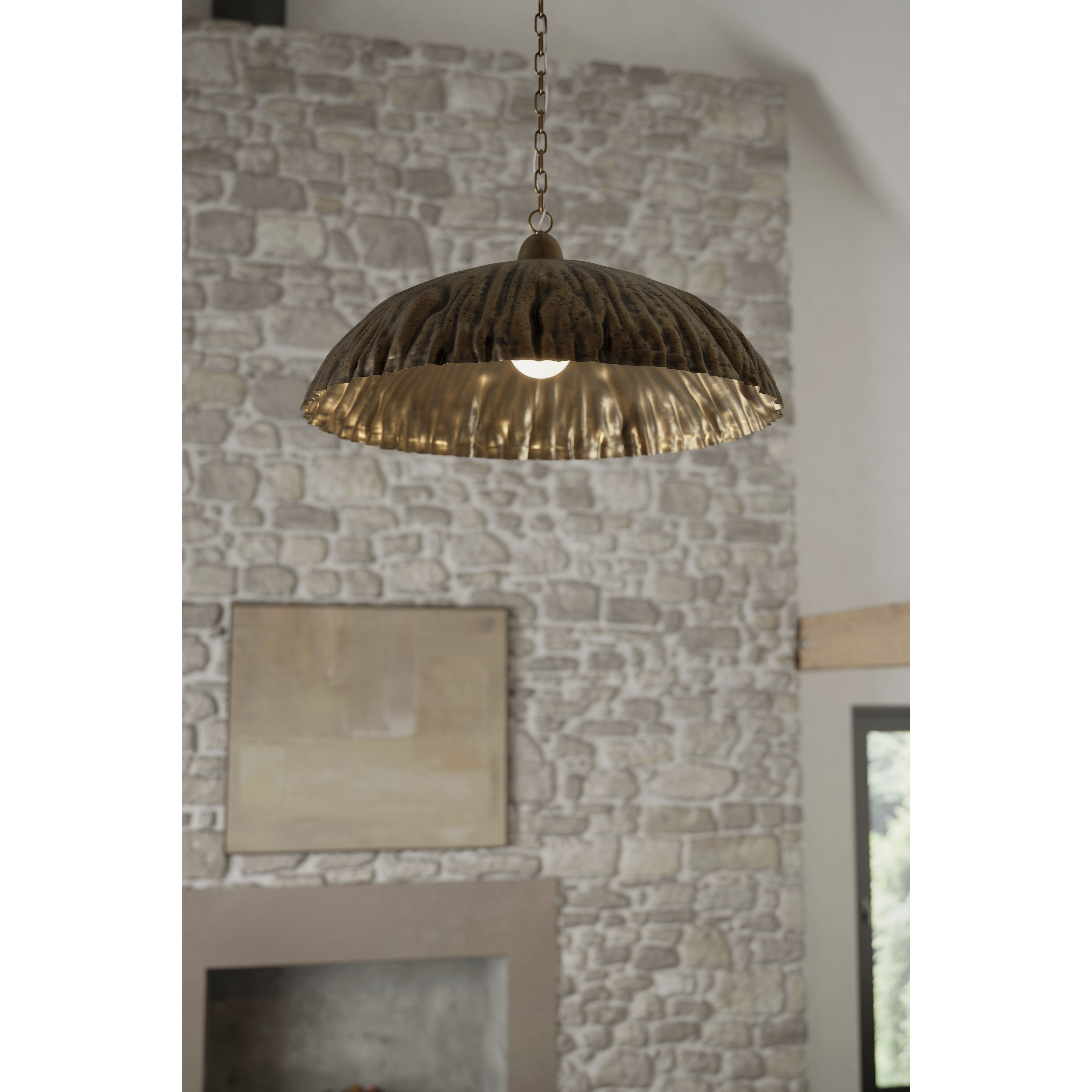 Zinnia 1 Light 36 inch Antique Brass Pendant Ceiling Light