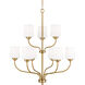 Windom 9 Light 28 inch Satin Brass Chandelier Ceiling Light
