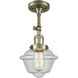 Franklin Restoration Small Oxford LED 7.5 inch Antique Brass Semi-Flush Mount Ceiling Light in Seedy Glass, Franklin Restoration