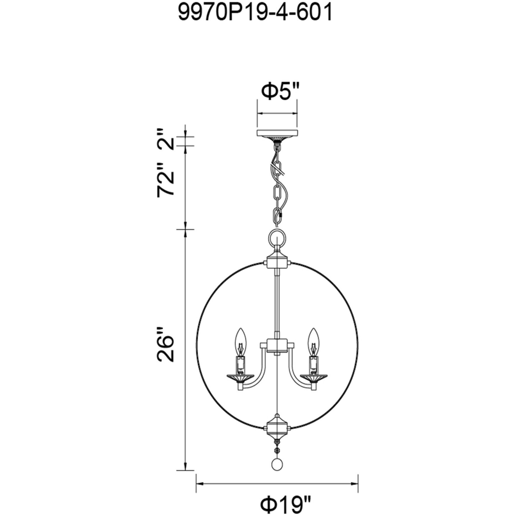 Esia 4 Light 19 inch Chrome Chandelier Ceiling Light