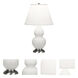 Small Double Gourd 22.75 inch 150 watt Matte Lily Glazed Ceramic with Antique Silver Accent Lamp Portable Light in Pearl Dupioni