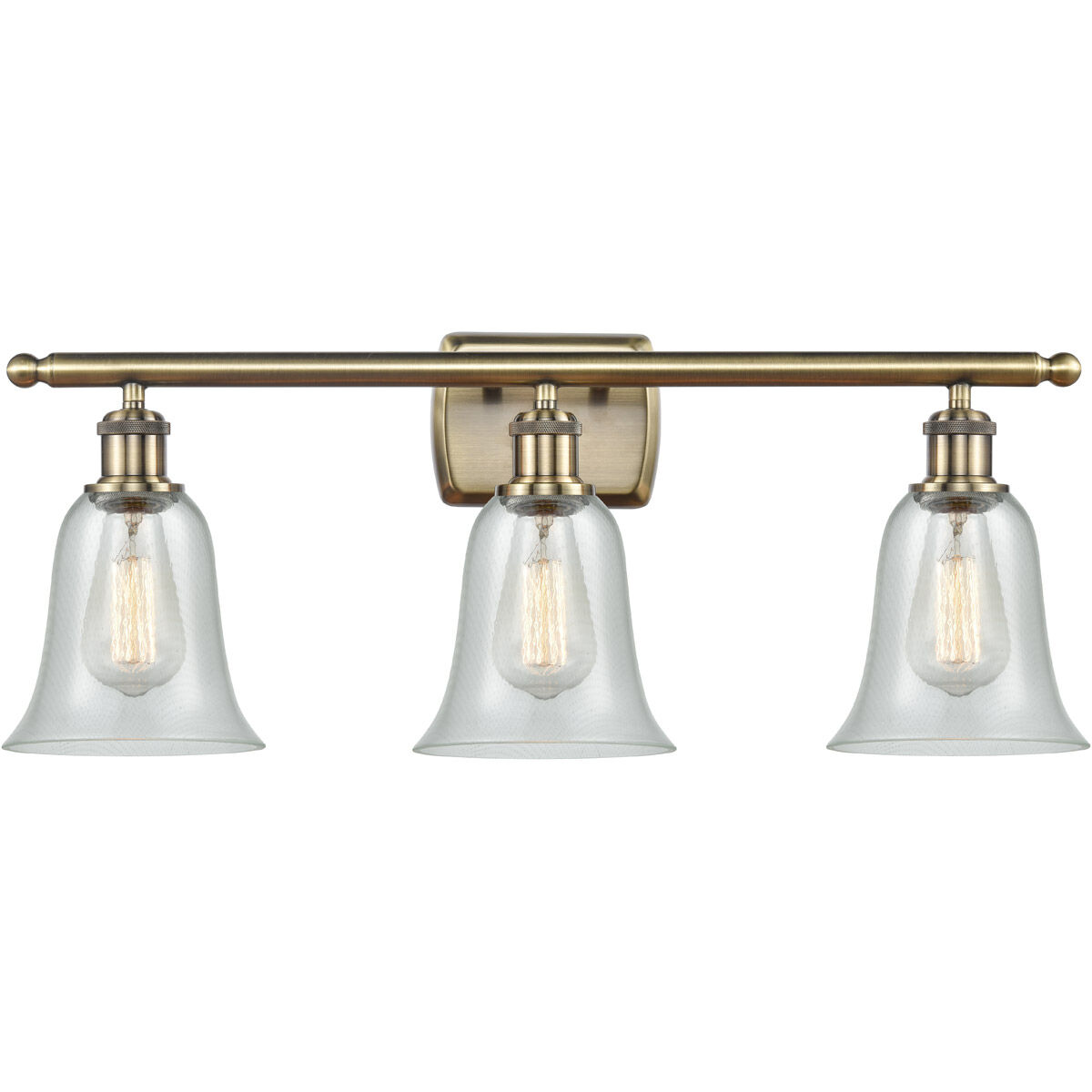 Ballston Hanover 3 Light 26 inch Antique Brass Bath Vanity Light Wall Light in Fishnet Glass, Ballston