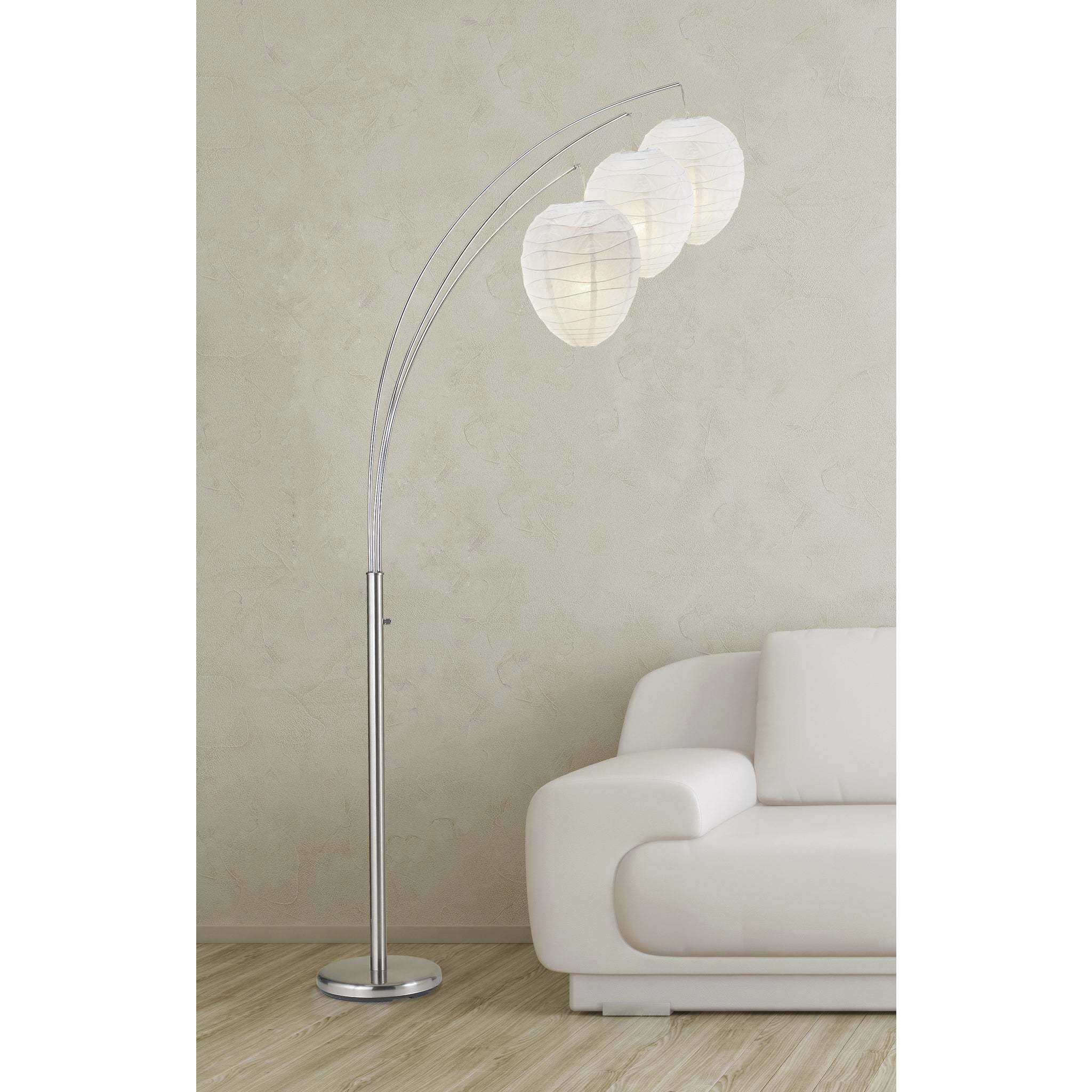 Belle 82 inch 60 watt Satin Steel Arc Lamp Portable Light