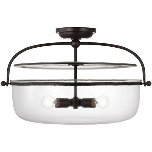 Chapman & Myers Lorford LED 28 inch Aged Iron Semi-Flush Lantern Ceiling Light, Large