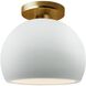 Radiance LED 7 inch Gloss White and Brushed Brass Semi Flush Ceiling Light