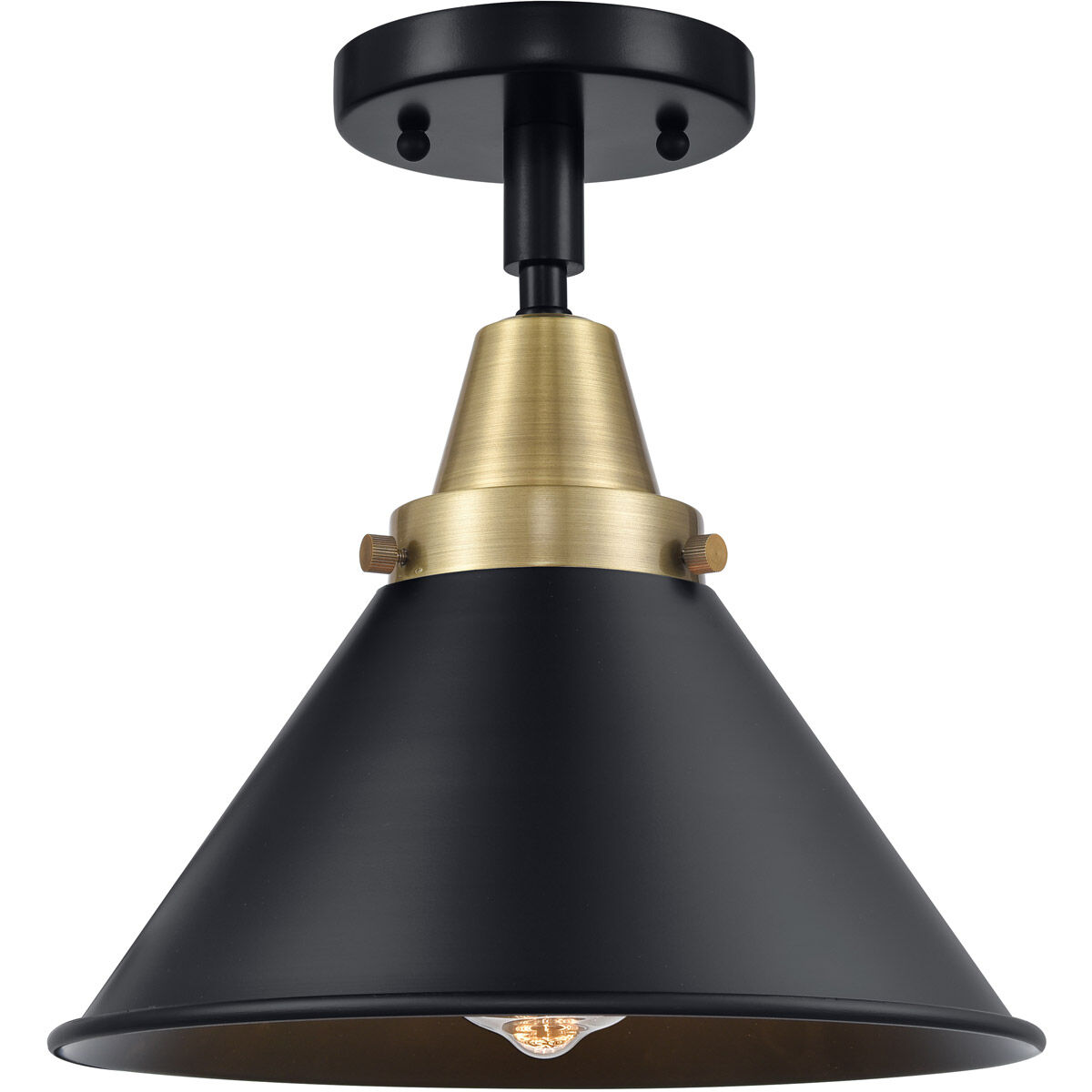 Franklin Restoration Briarcliff LED 10 inch Black Antique Brass Flush Mount Ceiling Light in Matte Black