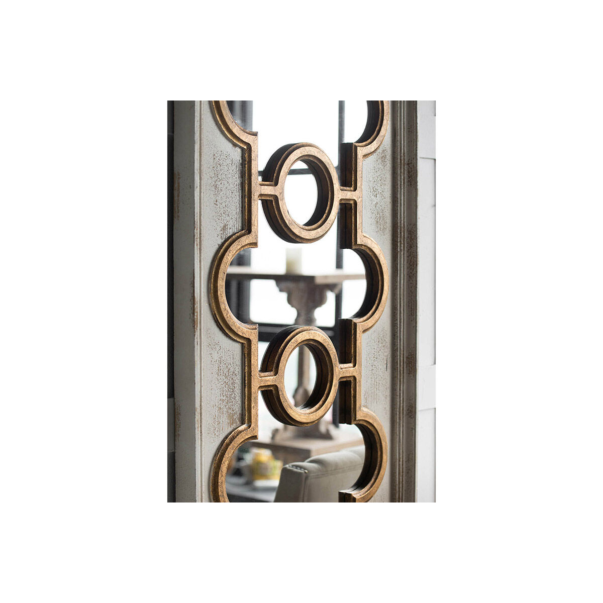 Henley 57.5 X 27.62 inch Antique White and Gold Mirror