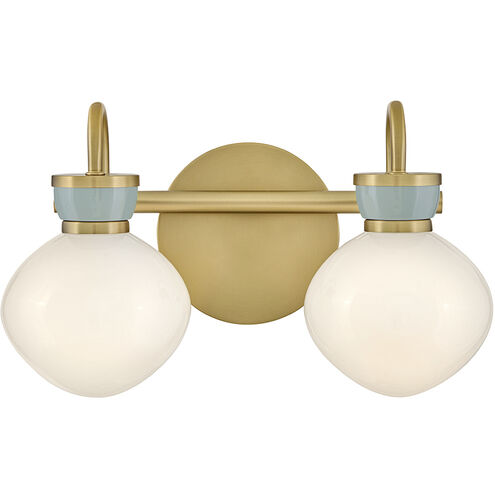 Lucy 2 Light 15.5 inch Lacquered Brass with Seafoam Bath Light Wall Light