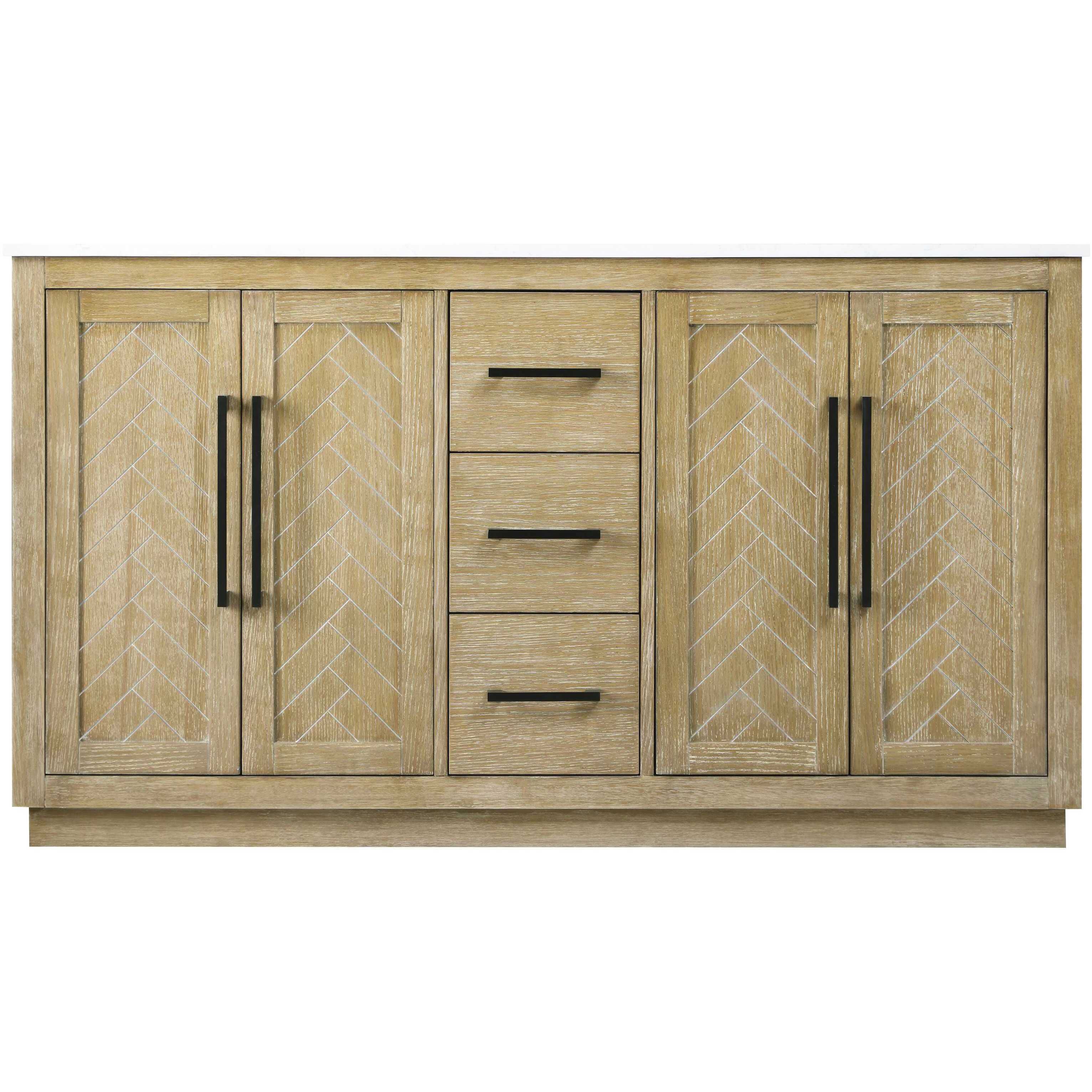 Chase 60 X 34 inch Linen Oak Bathroom Vanity Cabinet
