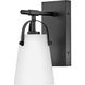 Foster 1 Light 6.5 inch Black Bath Light Wall Light in Etched Opal