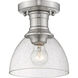 Hines 1 Light 6.88 inch Pewter Semi-flush Ceiling Light in Seeded Glass