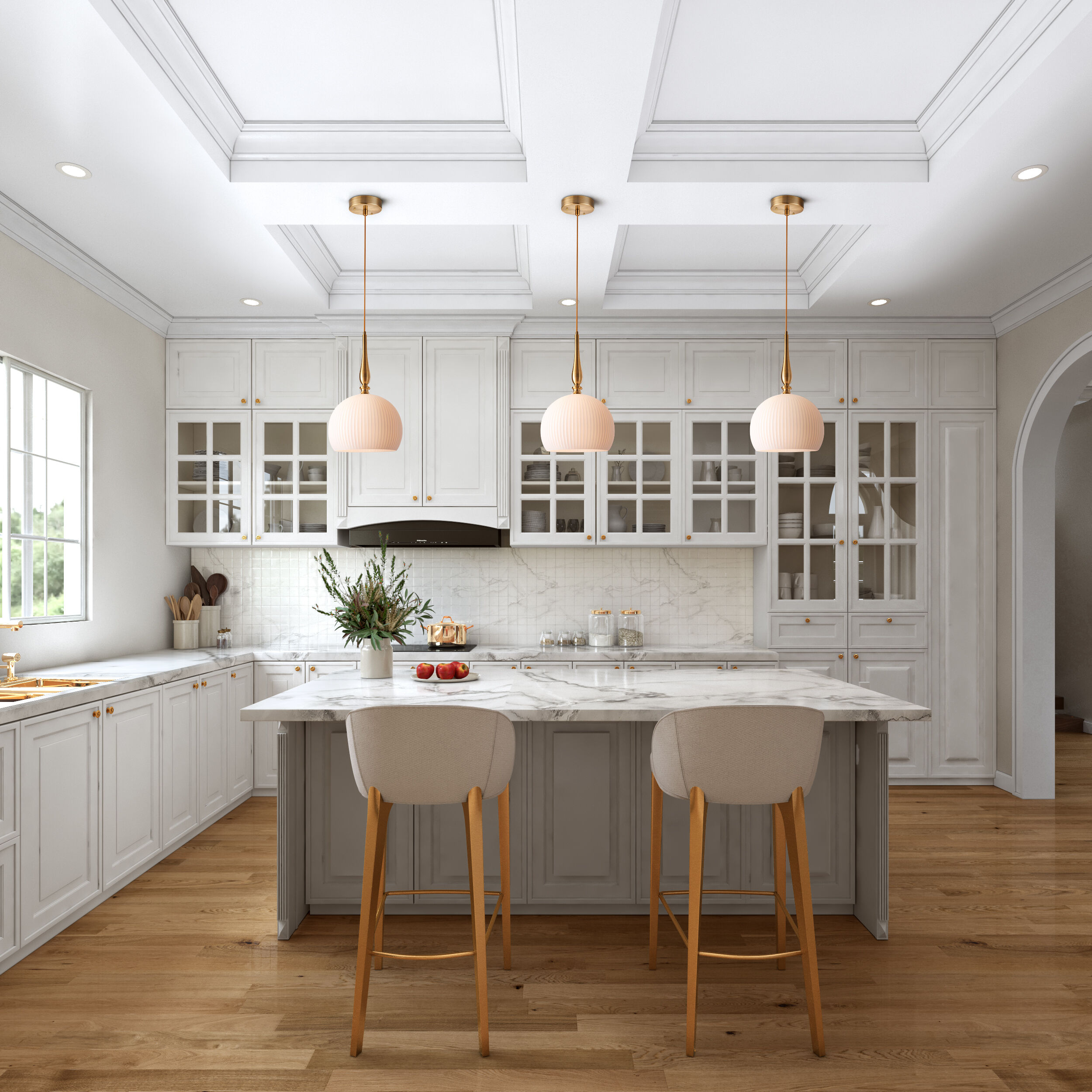 Kate 1 Light 13.8 inch Brushed Brass Pendant Ceiling Light