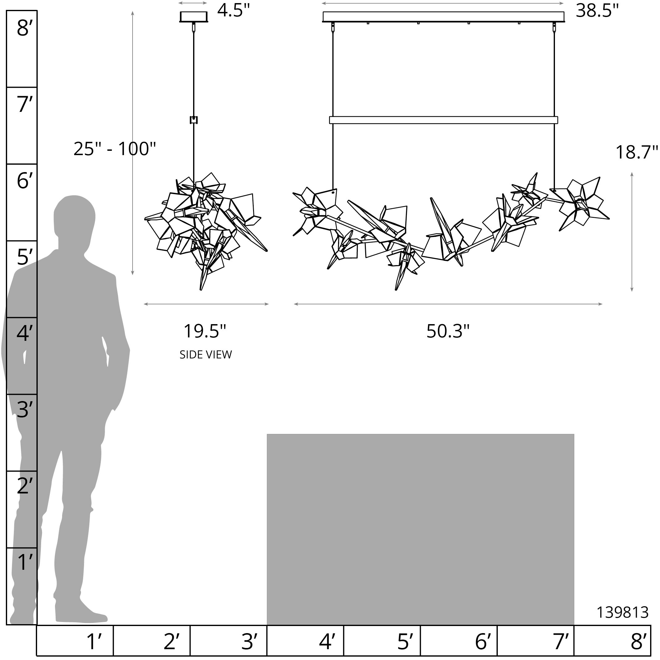 Belladonna LED 50.3 inch Dark Smoke and Black Pendant Ceiling Light in Dark Smoke/Black