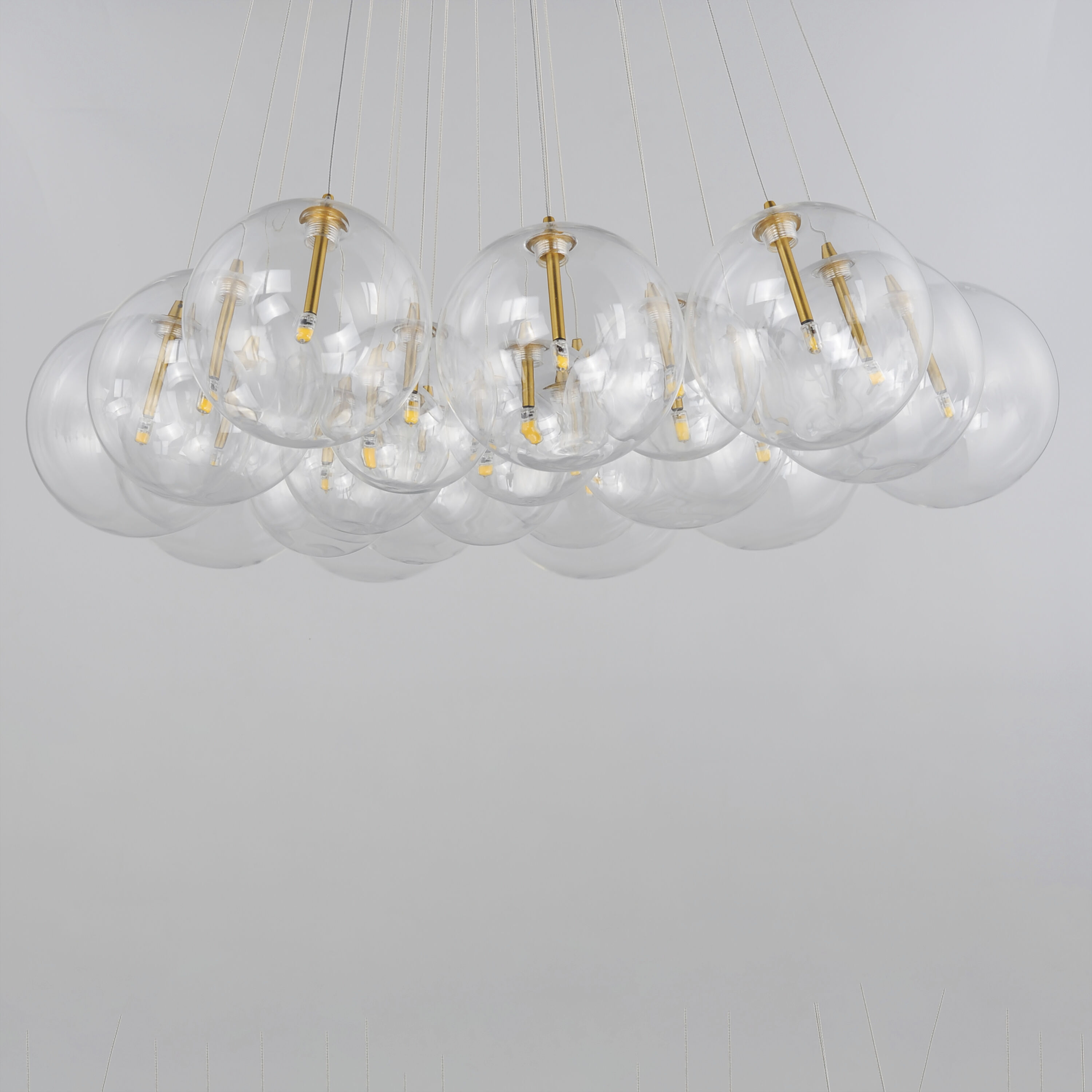 Burst LED 35.25 inch Gold Multi-Light Pendant Ceiling Light in Clear