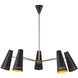 Brickell 5 Light 45 inch Matte Black and Hazelnut Leather Chandelier Ceiling Light
