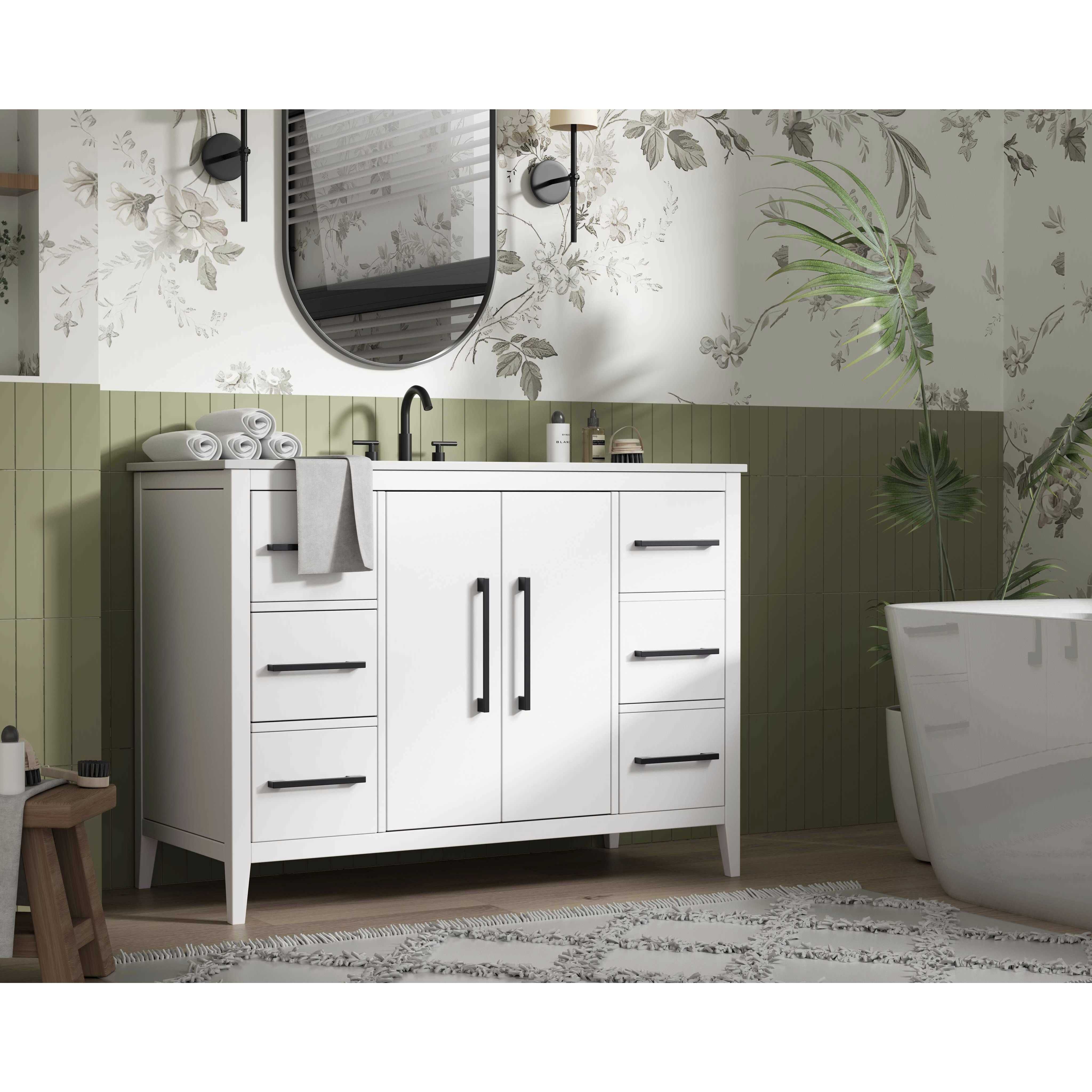 Millie 48 X 35 inch White Bathroom Vanity Cabinet