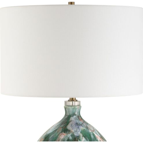 Mihaela 27 inch 150.00 watt Ivory and Green with Crystal and Brass Table Lamp Portable Light