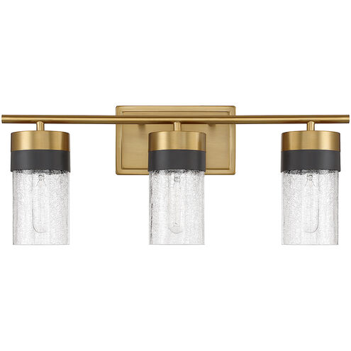 Brickell 3 Light 22 inch Warm Brass Bathroom Vanity Light Wall Light