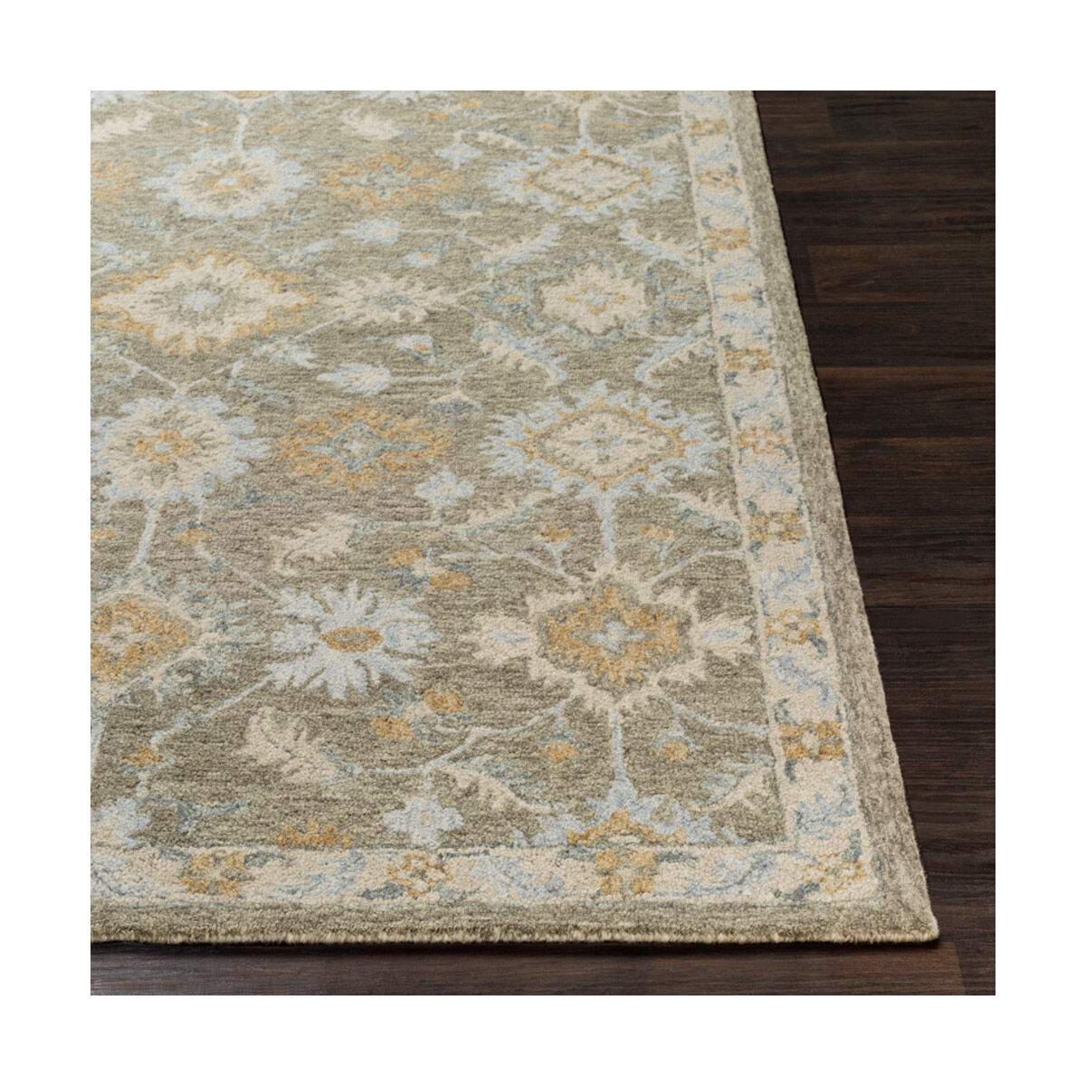 Panipat 36 X 24 inch Olive/Khaki/Light Gray/Medium Gray/Wheat Rugs, Rectangle