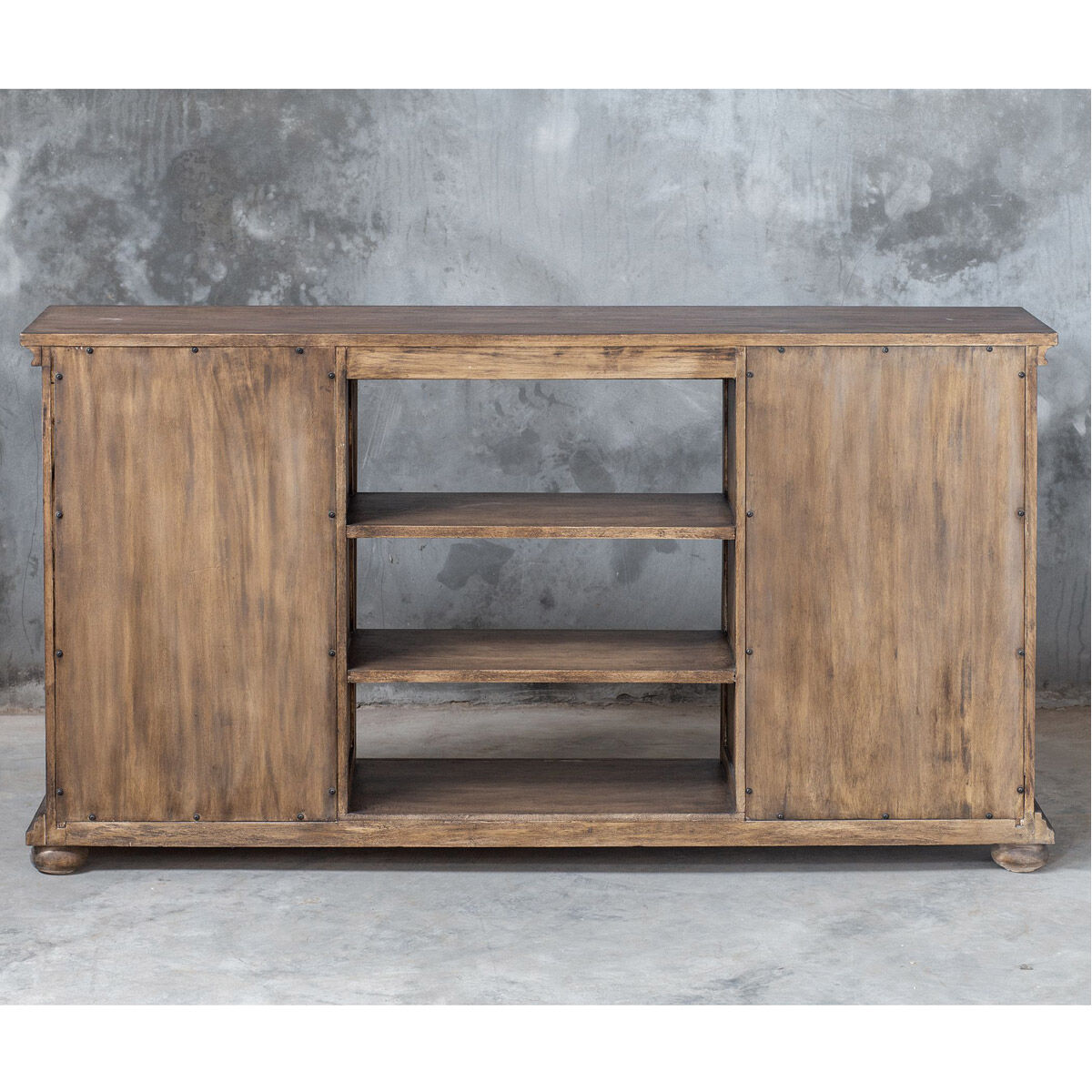 Primalia 62 inch Antique Honey over Mango Veneer and Aged Black Media Console