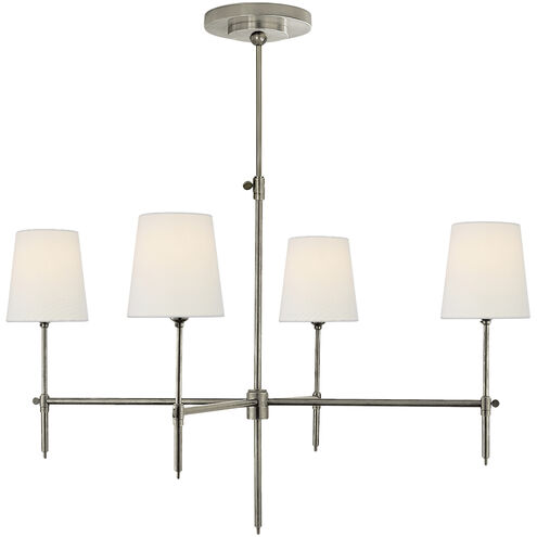 Thomas O'Brien Bryant 4 Light 36 inch Antique Nickel Chandelier Ceiling Light in Linen, Large