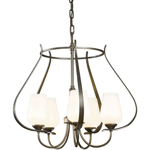 Flora 5 Light 22 inch Bronze Chandelier Ceiling Light in Opal and Seeded