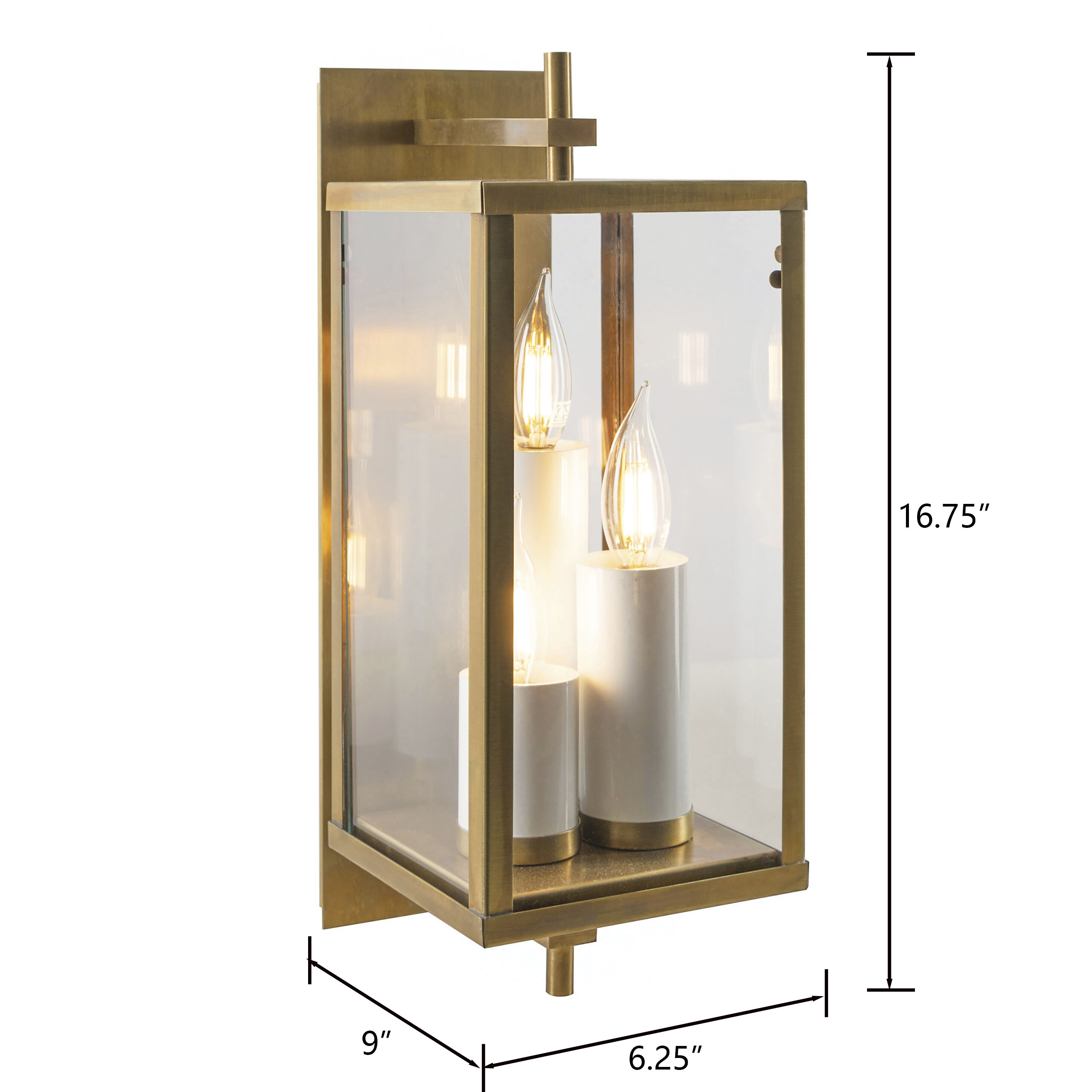 Back Bay 3 Light 16.75 inch Aged Brass Outdoor Wall Sconce
