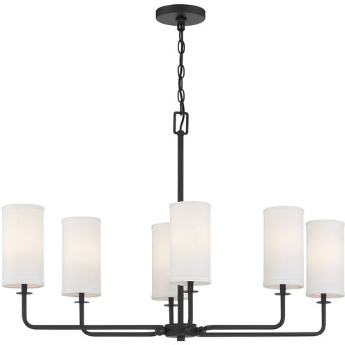 Powell 6 Light 35 inch Matte Black Linear Chandelier Ceiling Light, Essentials