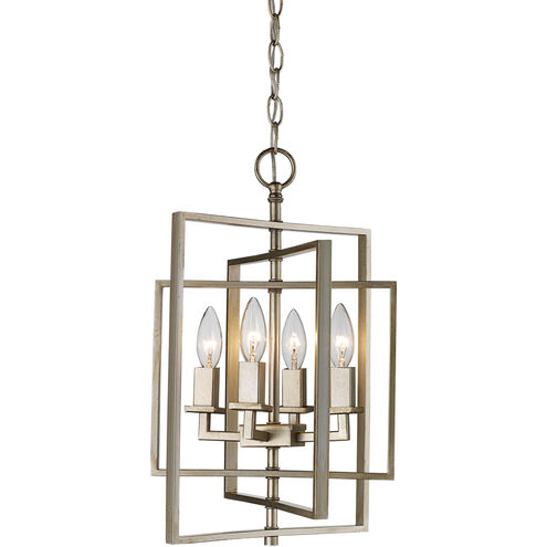 El Capitan 4 Light 14 inch Antique Silver Leaf Pendant Ceiling Light