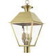 Wentworth 4 Light 28 inch Natural Brass Outdoor Extra Post Top Lantern, Extra Large