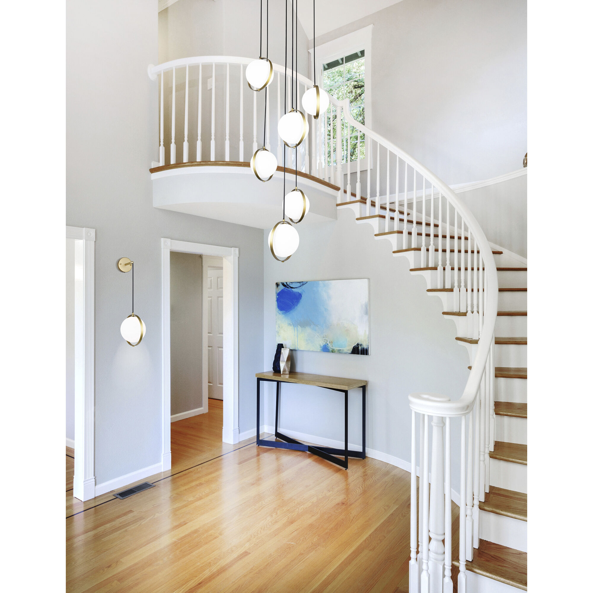 Da Vinci LED 26 inch Brass Multi Light Pendant Ceiling Light