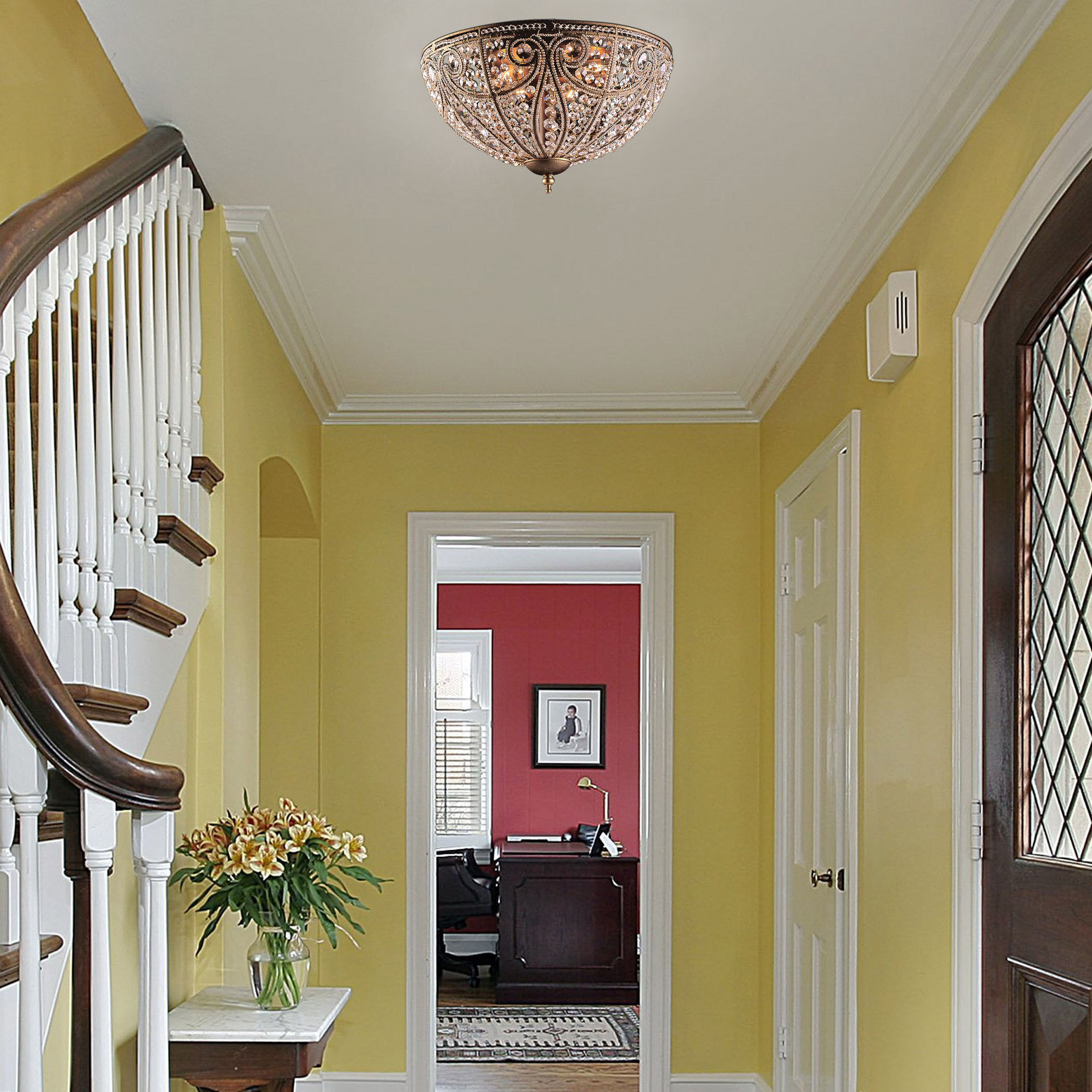 Elizabethan 6 Light 17 inch Dark Bronze Flush Mount Ceiling Light