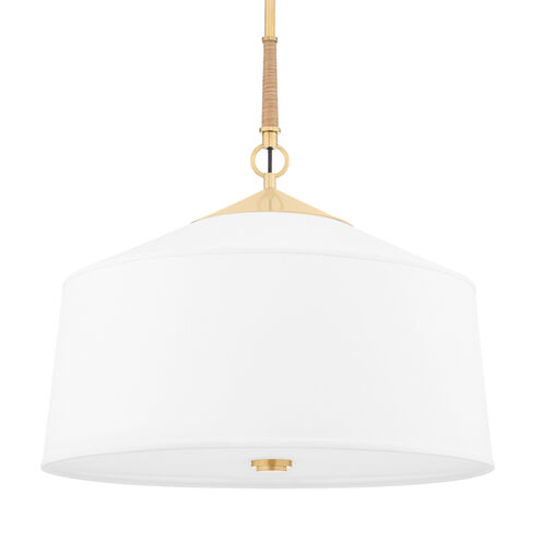 White Plains 3 Light 22.25 inch Aged Brass Pendant Ceiling Light