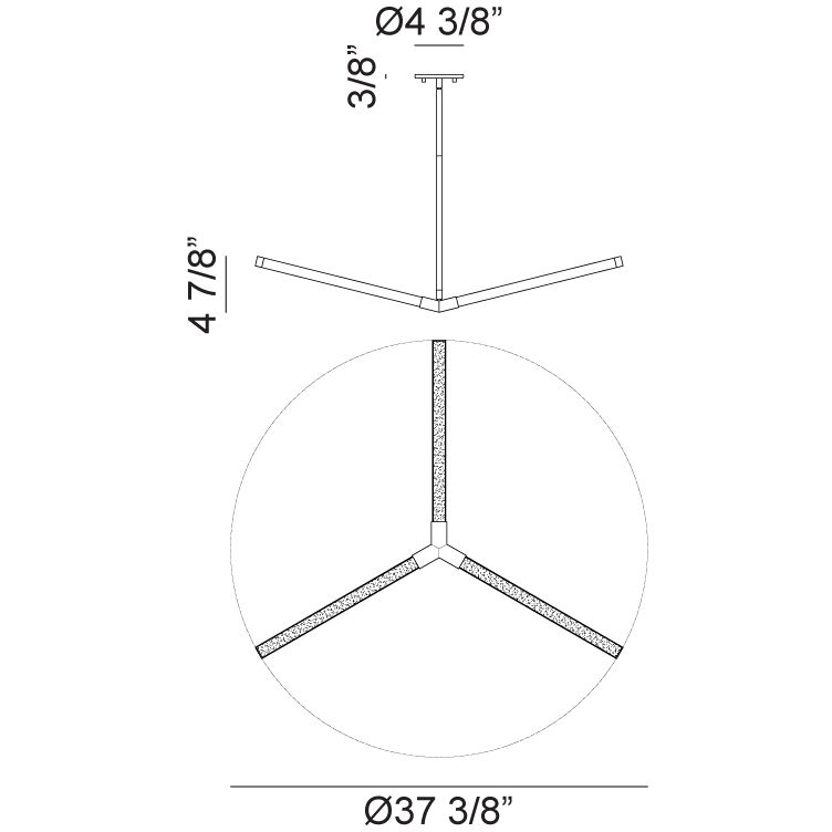 Asterisk LED 37.38 inch Matte Black andAged Gold Brass Pendant Ceiling Light in Matte Black and Aged Gold Brass