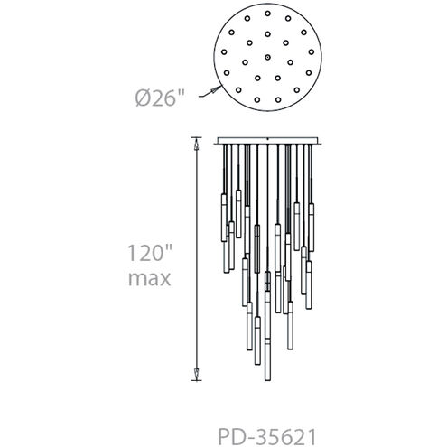 Magic LED 26 inch Polished Nickel Multi-Light Pendant Ceiling Light in 21, Round