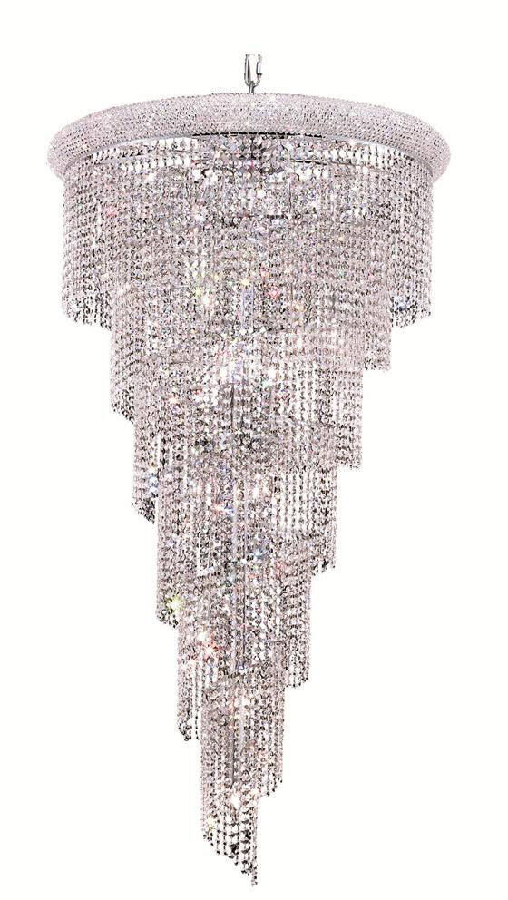 Spiral 22 Light 30 inch Chrome Foyer Ceiling Light in Royal Cut
