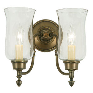Traditional Brass 2 Light 13 inch Pewter Wall Sconce Wall Light