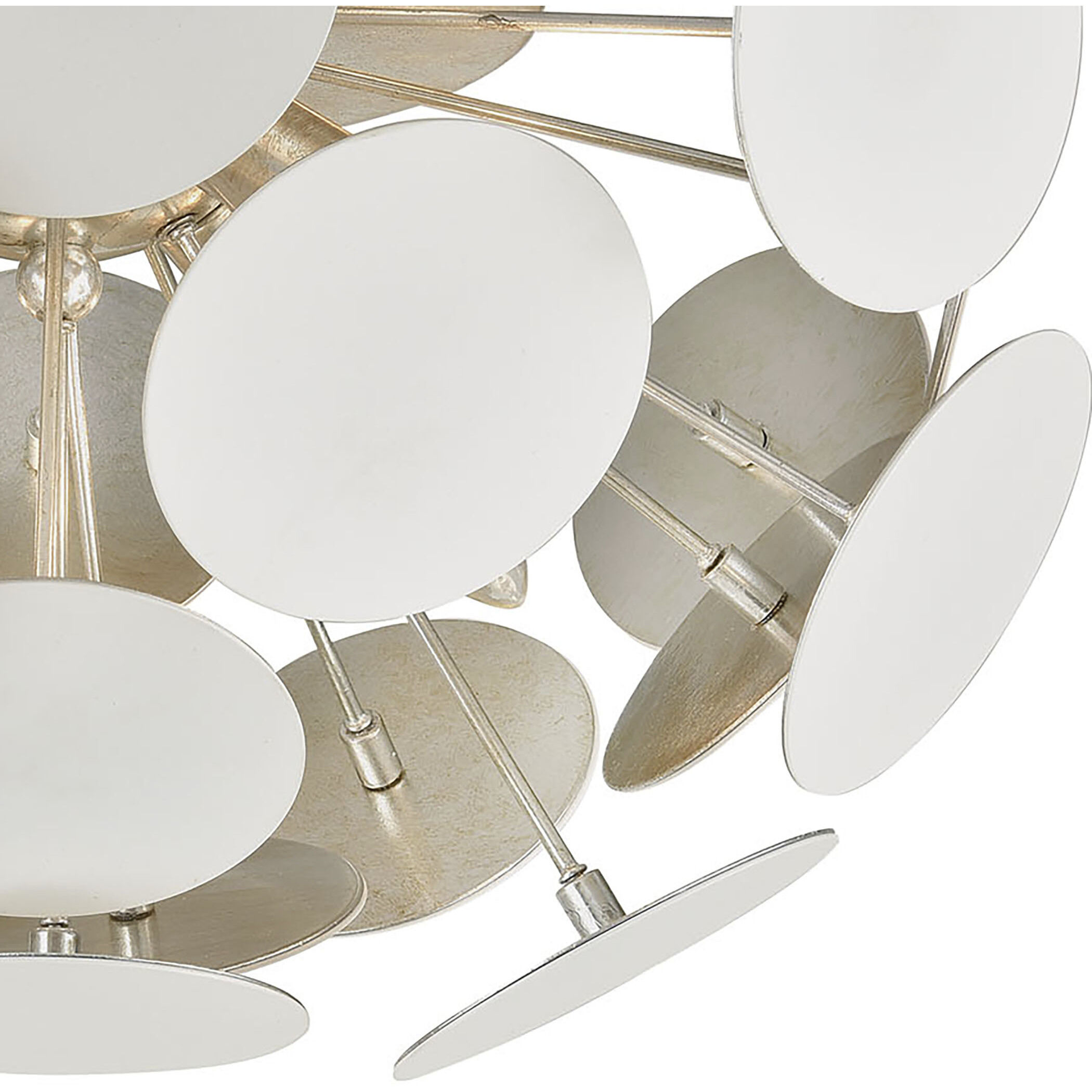 Modish 4 Light 18 inch Matte White with Silver Leaf Flush Mount Ceiling Light