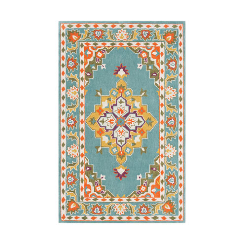 Cosmopolitan 36 X 24 inch Teal/Mustard/Burnt Orange/Bright Orange/Khaki Rugs, Rectangle