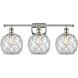 Ballston Farmhouse Rope 3 Light 26 inch Polished Nickel Bath Vanity Light Wall Light in Clear Glass with White Rope, Ballston