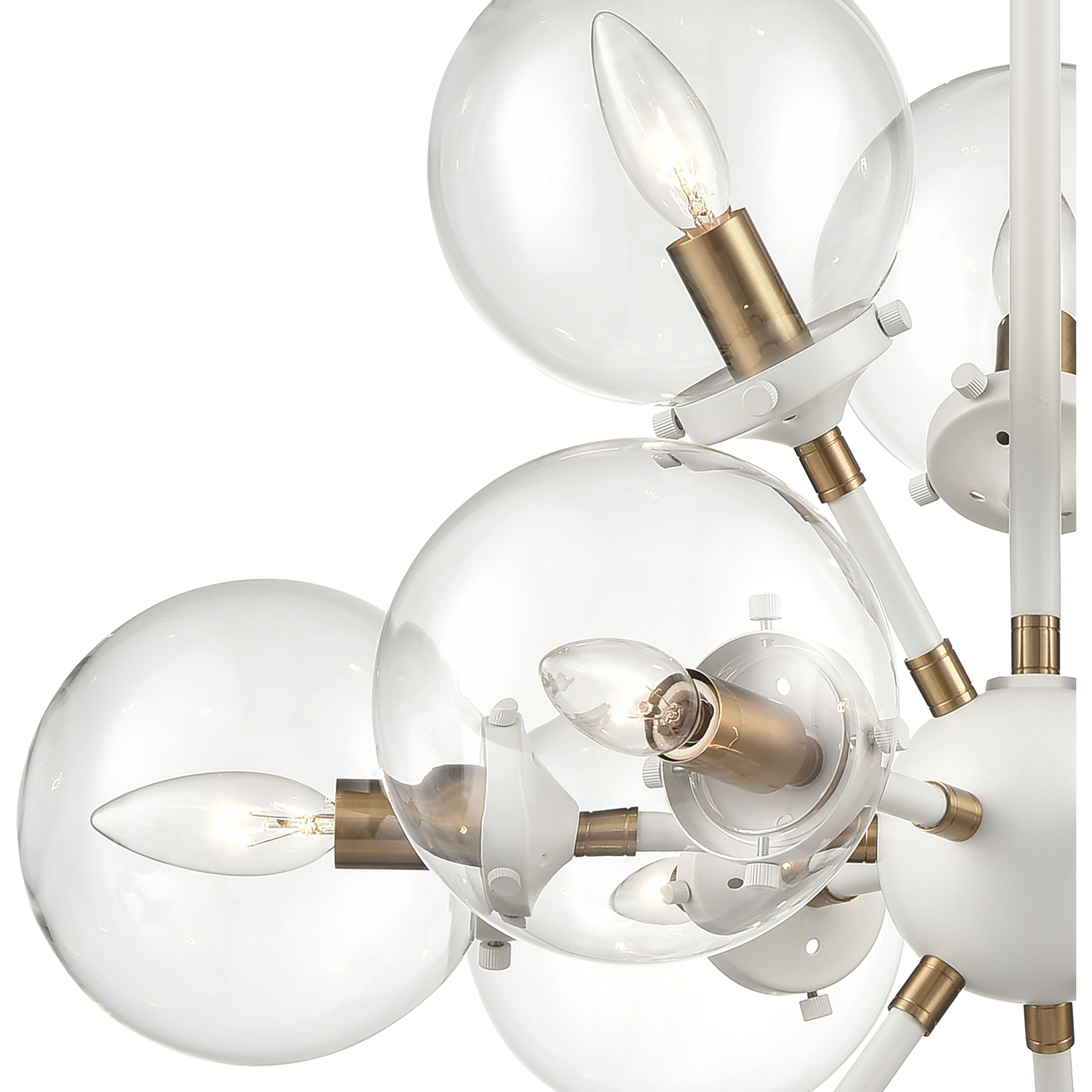 Boudreaux 12 Light 25 inch Matte White with Satin Brass Chandelier Ceiling Light